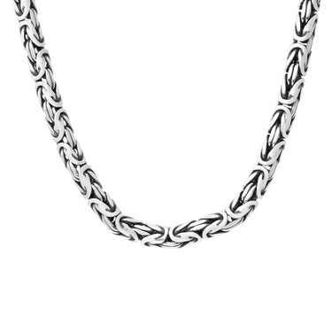 Серебряная цепь, плетение Лисий хвост Квадратный (Византийская) с чернением, ширина 5 мм