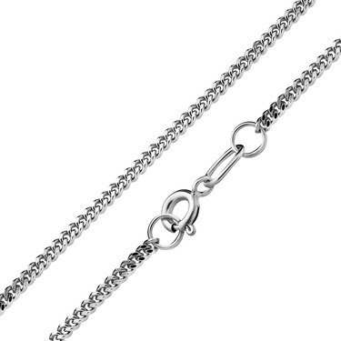 Серебряная цепочка, плетение панцирное, покрытие родием, ширина 2 мм