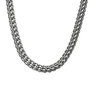 Серебряная мужская цепь, плетение Питон, чернение, ширина 8 мм