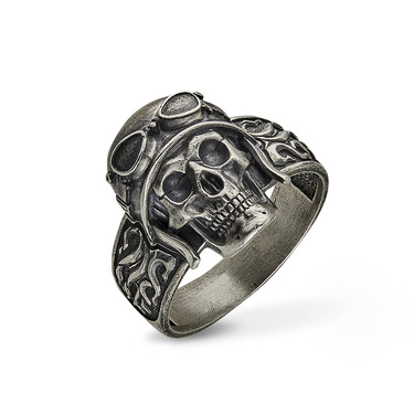 Серебряное мужское кольцо "Череп в шлеме", чернение