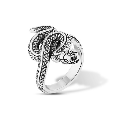 Серебряное кольцо Змея, чернение