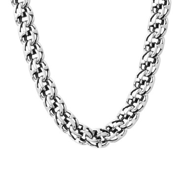 Серебряная мужская цепь, плетение круглый Бисмарк, более 100 грамм, чернение, ширина 0,9 см