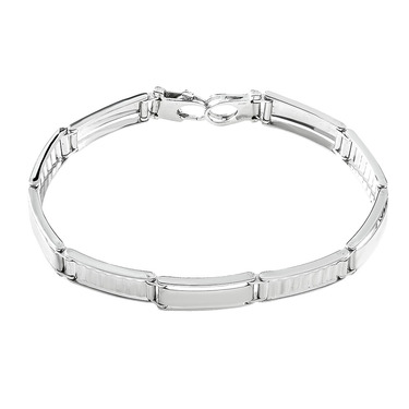 Серебряный браслет, плетение полужесткое, покрытие родий, ширина 0,8 см