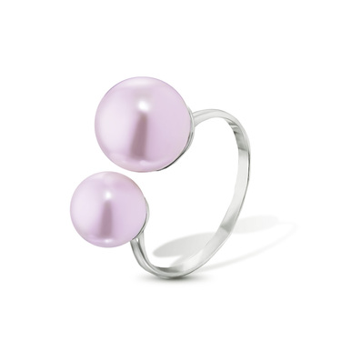 Серебряное женское кольцо Разъемное / Регулируемое / Не замкнутое / Безразмерное с искус. жемчугом