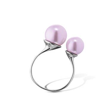 Серебряное женское кольцо Разъемное / Регулируемое / Не замкнутое / Безразмерное с искус. жемчугом