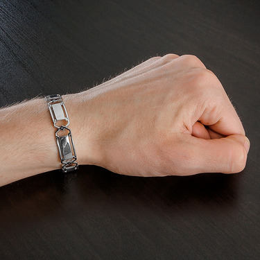 Серебряный браслет, полужесткое плетение, ширина 1,1 см