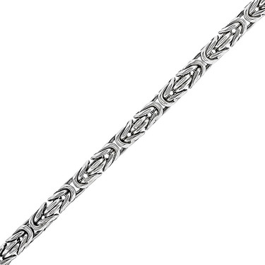 Серебряная цепь, плетение Лисий хвост Круглый (Византийская)  с чернением, ширина 5 мм