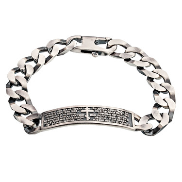 Серебряный мужской браслет, плетение Панцирь вставка с молитвой 