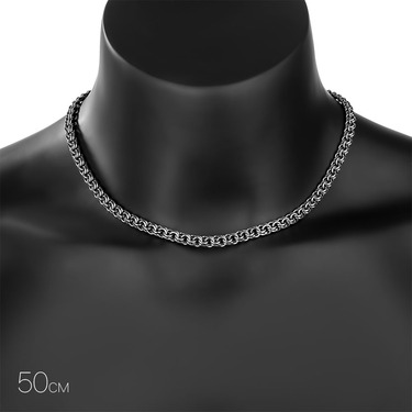 Серебряная цепь, плетение Ручной Бисмарк, чернение, ширина 6,1 мм