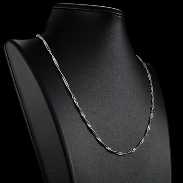 Серебряная женская цепочка, плетение Сингапур, родированная, ширина 2,7 мм