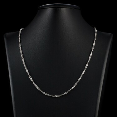 Серебряная женская цепочка, плетение Сингапур, родированная, ширина 2,7 мм