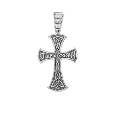 Серебряный православный крест с золотой накладкой и чернением