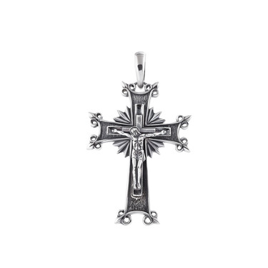Серебряный мужской православный крест, чернение