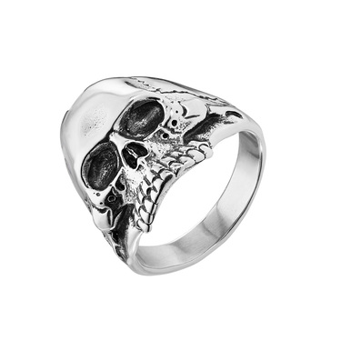 Серебряное кольцо Череп, чернение