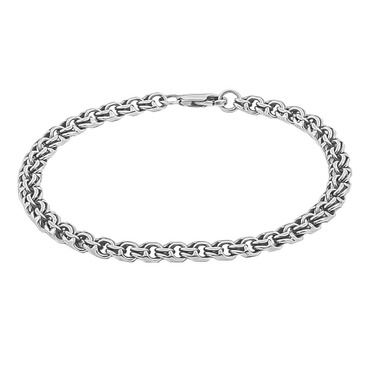 Серебряный мужской браслет, плетение ручной Бисмарк с родием, ширина 5,2 мм