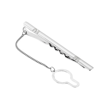 Серебряный зажим для галстука, с белым фианитом