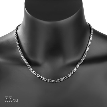 Серебряная цепочка плетение бисмарк, покрытие оксидом, ширина 5 мм