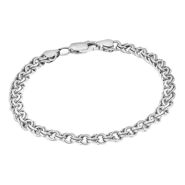 Серебряный мужской браслет, плетение Бисмарк с огранкой, ширина 5,5 мм