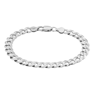 Серебряный мужской браслет, плетение Панцирное, покрытие родием, ширина 0,8 см