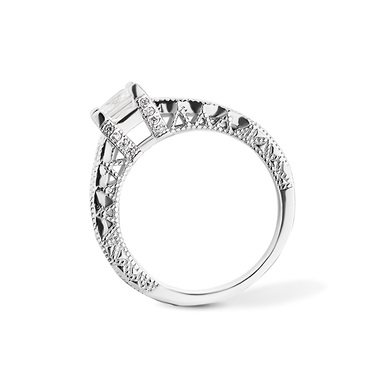 Серебряное женское помолвочное кольцо с бесцветными фианитами