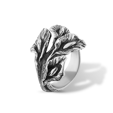 Серебряное женское кольцо Каллы, чернение