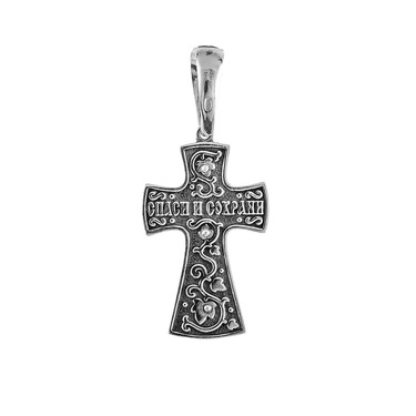 Серебряный мужской нательный крест с чернением