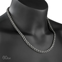 Серебряная мужская цепь, плетение Ручной бисмарк, оксидирование, ширина 7,4 мм Цепочка на шею,Серебро,с замком Карабинный,РОССИЯ