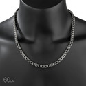 Серебряная мужская цепь, плетение Ручной бисмарк, оксидирование, ширина 7,4 мм Цепочка на шею,Серебро,с замком Карабинный,РОССИЯ