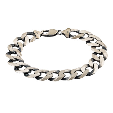 Широкий серебряный браслет, плетение Панцирь, покрытие палладий с чернением, ширина 1,6 см