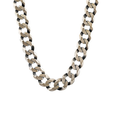 Серебряная широкая мужская цепь, плетение Панцирь, с палладированием звеньев, ширина 1,1 см