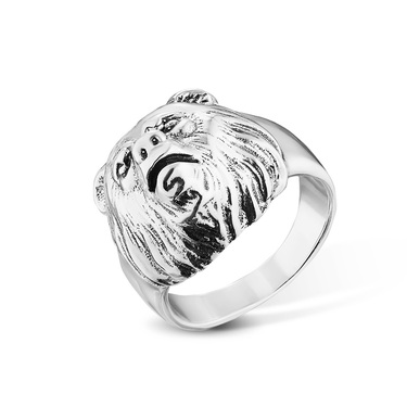 Серебряное кольцо Медведь, чернение