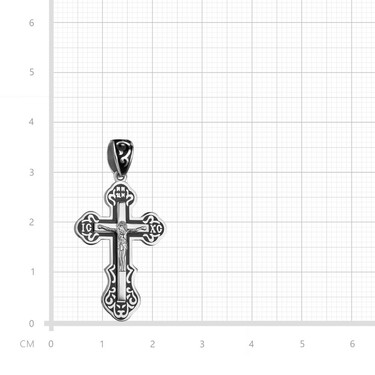 Серебряный мужской крестик, покрытие эмаль черная