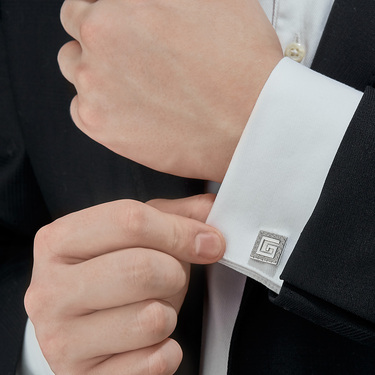 Серебряные запонки квадратные в родии