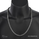 Серебряная цепь мужская, плетение Ручной Бисмарк с чернением, ширина 6,8 мм Цепочка на шею,Серебро,с замком Карабинный,РОССИЯ