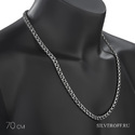 Серебряная цепь мужская, плетение Ручной Бисмарк с чернением, ширина 6,8 мм Цепочка на шею,Серебро,с замком Карабинный,РОССИЯ