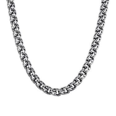 Серебряная цепь мужская, плетение Ручной Бисмарк с чернением, ширина 6,8 мм