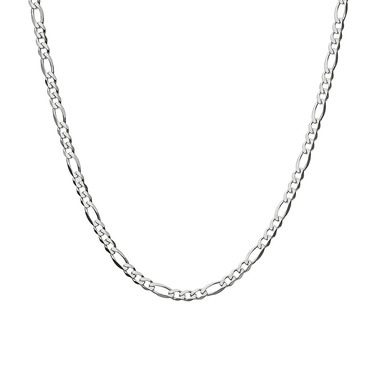 Серебряная цепочка, плетение Картье (Фигаро) 3+1, родий, ширина 4 мм
