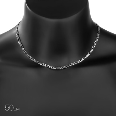 Серебряная цепочка, плетение Картье (Фигаро) 3+1, родий, ширина 4 мм