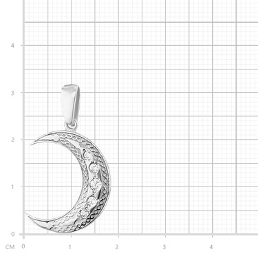 Серебряная подвеска мусульманская Полумесяц с фианитами малая, родий