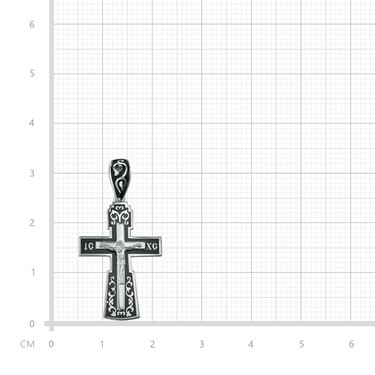 Серебряный православный крестик, покрытие эмаль черная