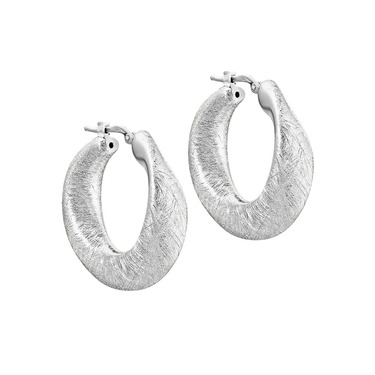 Серебряные серьги матированные круглой формы, покрытие родий