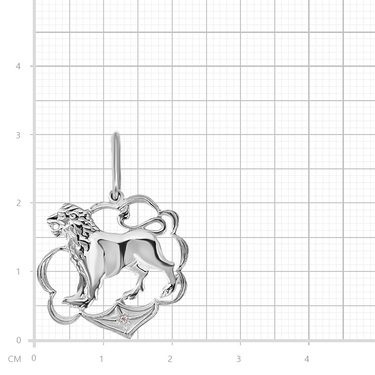Серебряная подвеска с фианитом и родием, Лев