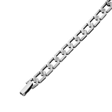 Серебряный мужской браслет, плетение Ромбовидный панцирь, ширина 8 мм