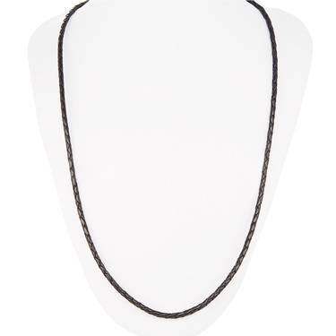 Ювелирный шнурок Гайтан черный, Натуральная плетеная кожа 3,2 мм с серебряным замком, Позолота