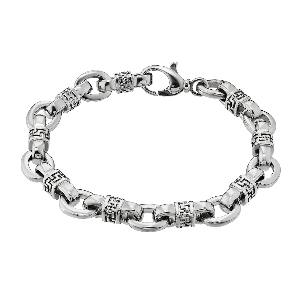 Браслет на руку,Серебро,с вставкой Серебряная вставка,с замком Карабинный,РОССИЯ