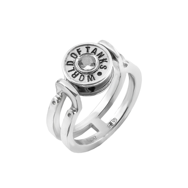 Серебряное кольцо с логотипом World of Tanks с фианитом