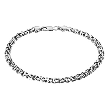 Серебряный браслет плетение Бисмарк, оксидирование, ширина 5 мм