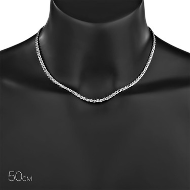 Женская серебряная цепочка, плетение Нонна, родированная, ширина 4 мм