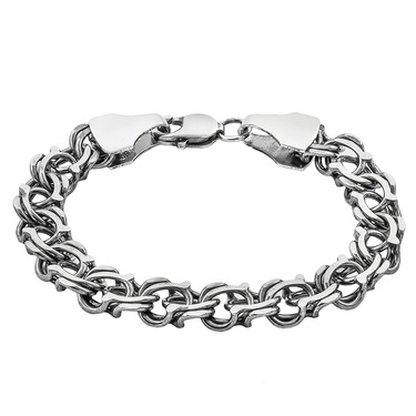 Серебряный мужской браслет, плетение Арабский Бисмарк с чернением, ширина 1 см