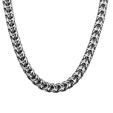 Серебряная мужская цепь, плетение Рамзес, чернение, ширина 0,8 см